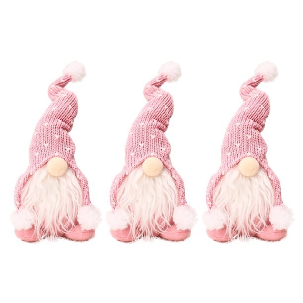 New Handmade Cute Pink White Home Decor Linen Polyester Gnome Elf Doll Figurine - Picture 8 of 14